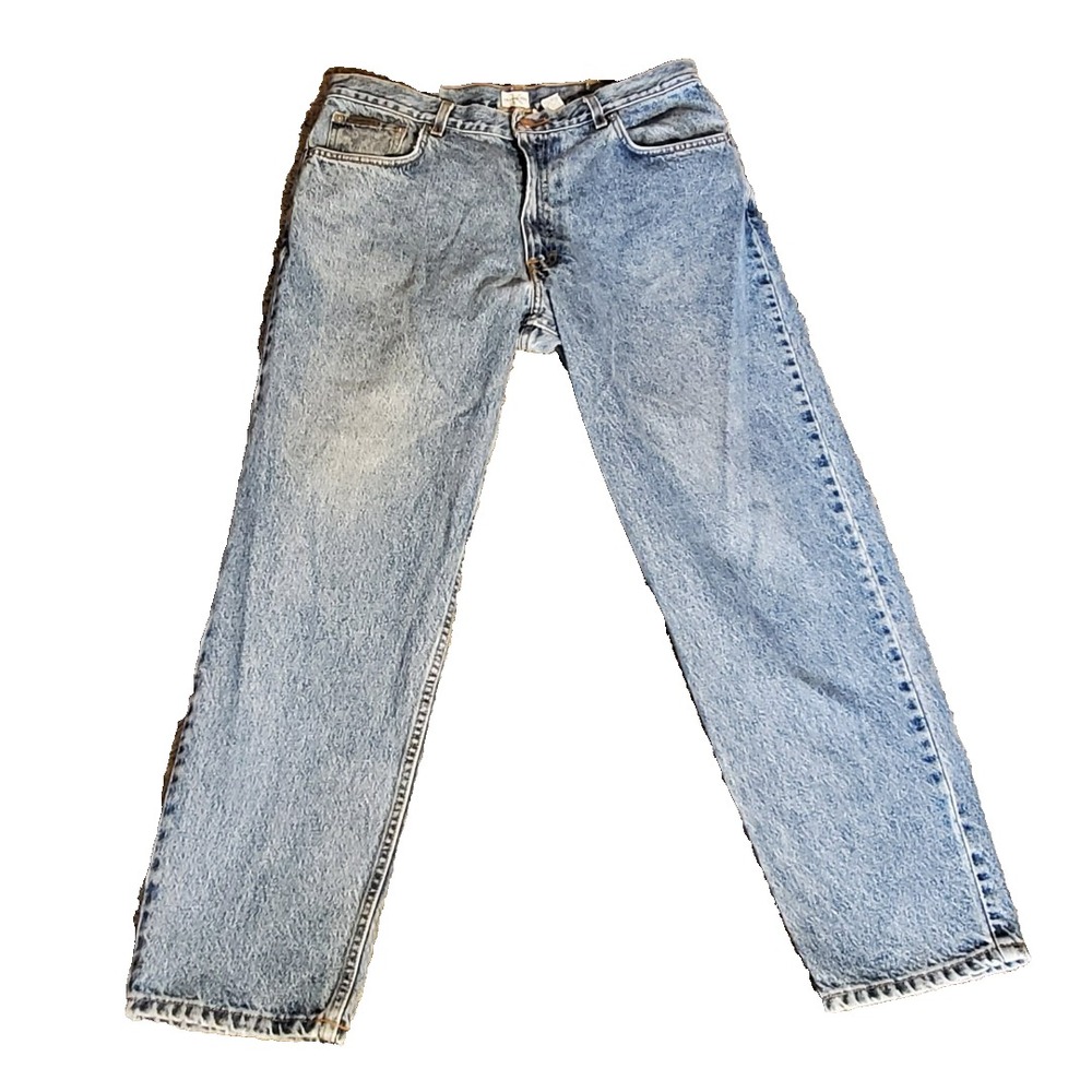 Calvin Klein Men's 36X30 Easy Fit Denim Blue Jeans Double Stone Wash